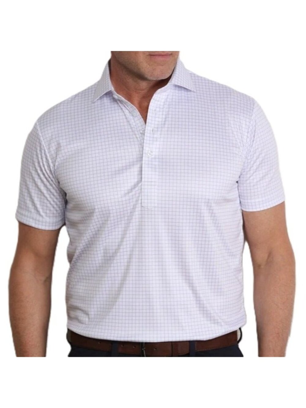 Collars & Co Semi Spread Collar Polo Shirt Thin Lavendar Check Extra Large NWT